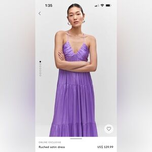 Mango Satin Tiered Maxi Dress